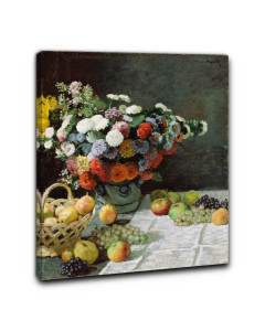 Quadro natura morta con fiori e frutta di claude monet